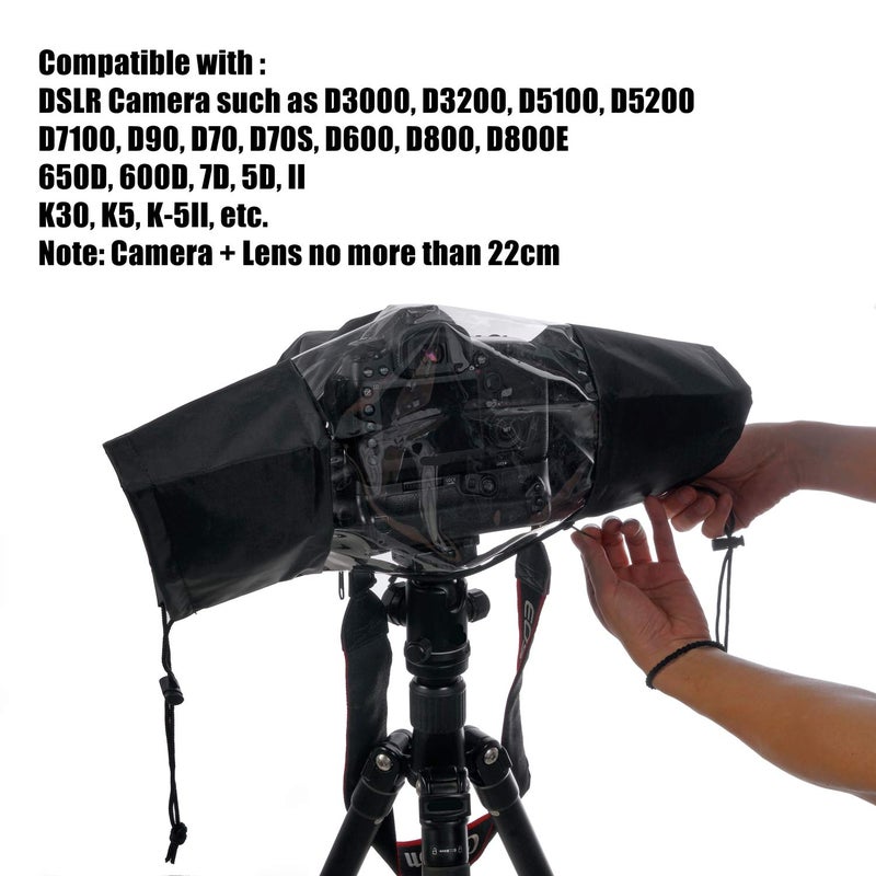 WANBY Waterproof Camera Rain Cover Professional Soft Black Camera Rain Covers for All DSLR SLR Cameras - Image 5